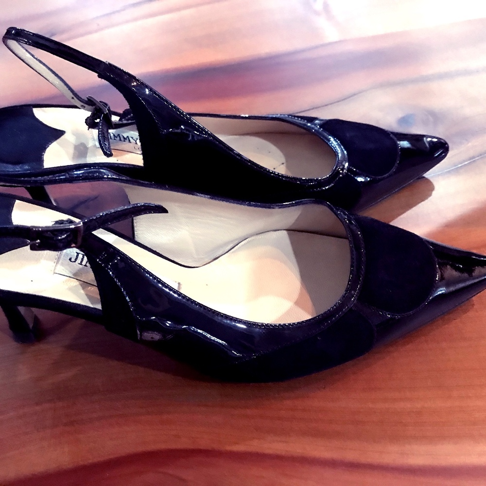 Jimmy Choo Black Slingback Patent/Suede size 6.5